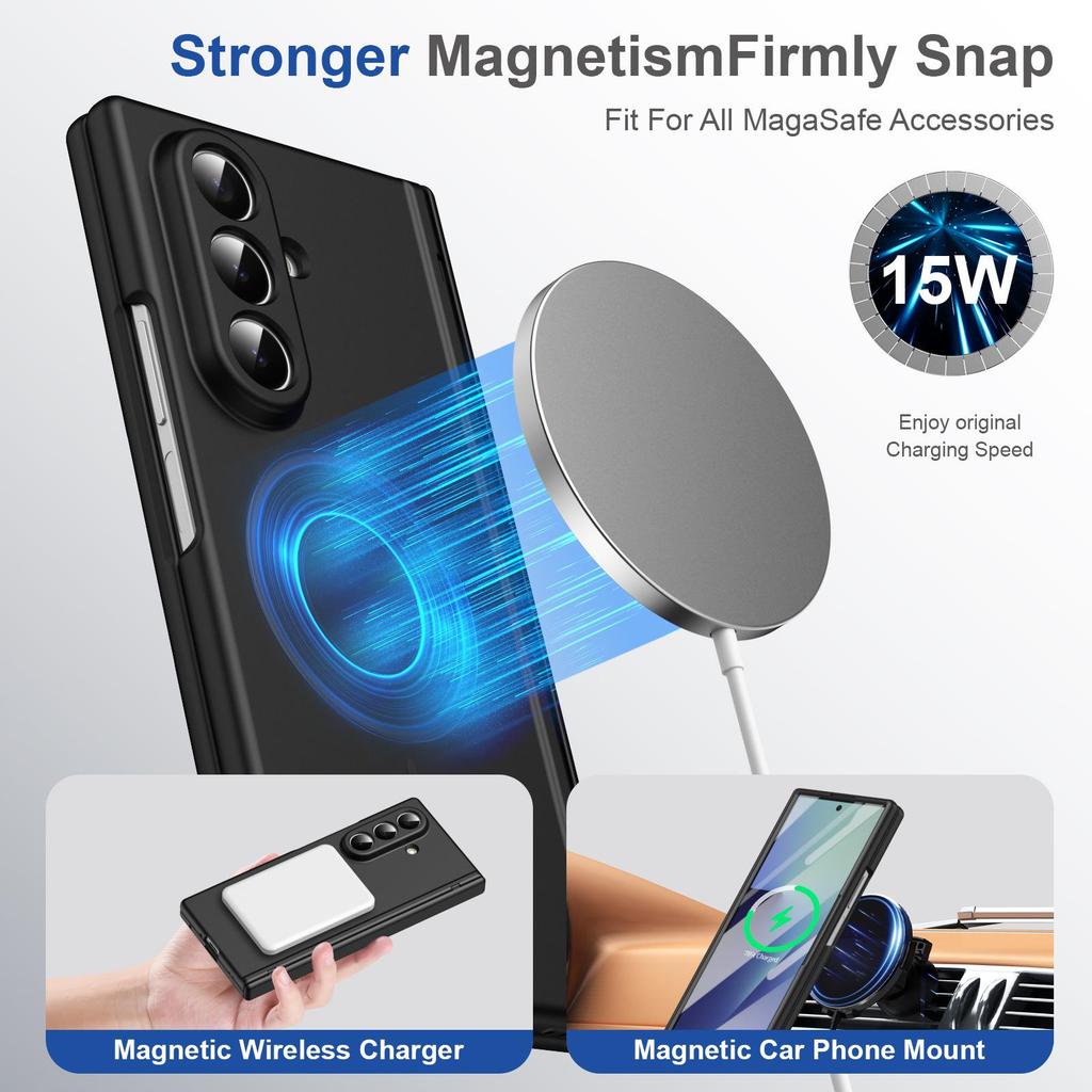 Samsung Z Fold Series Magnetic Wireless Charging Case with Full Coverage and Hinge Film. Compatible with Fold7/6/5/4/3.