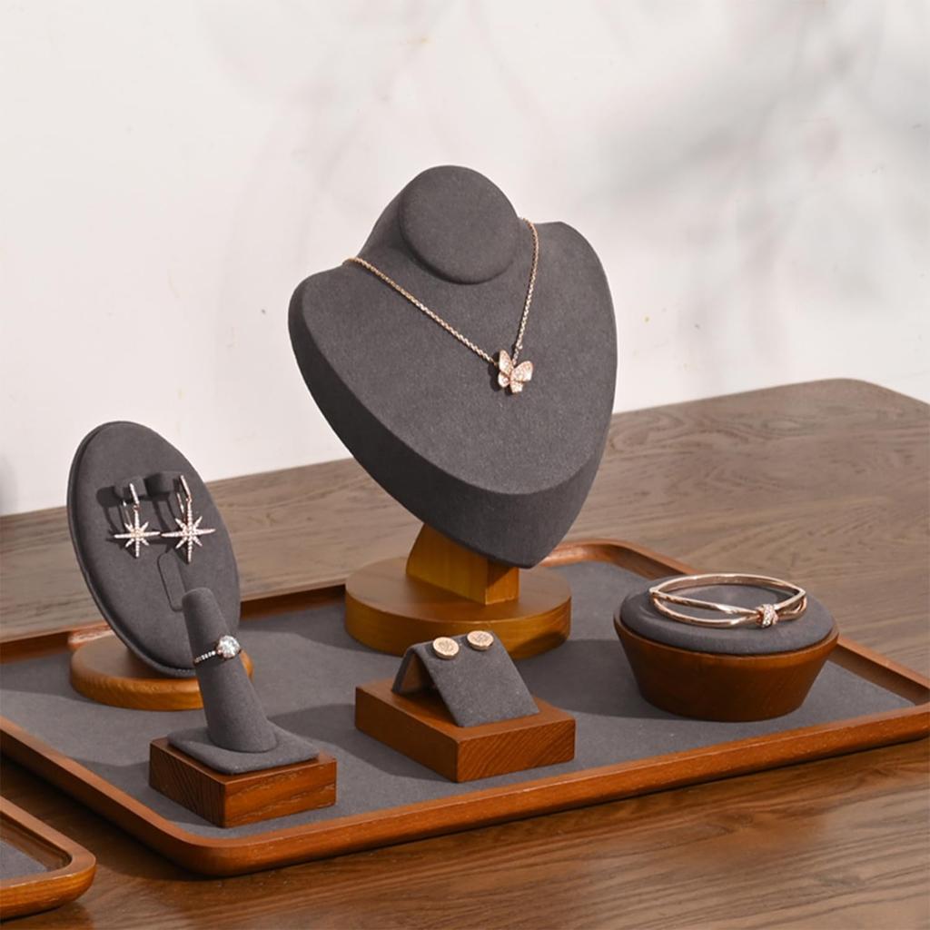 Woodten Wooden Jewelry Large Jewelry Accessory and Small Item Professional Jewelry Display Dark Tray, Tray, Storage, (Large, Gray)