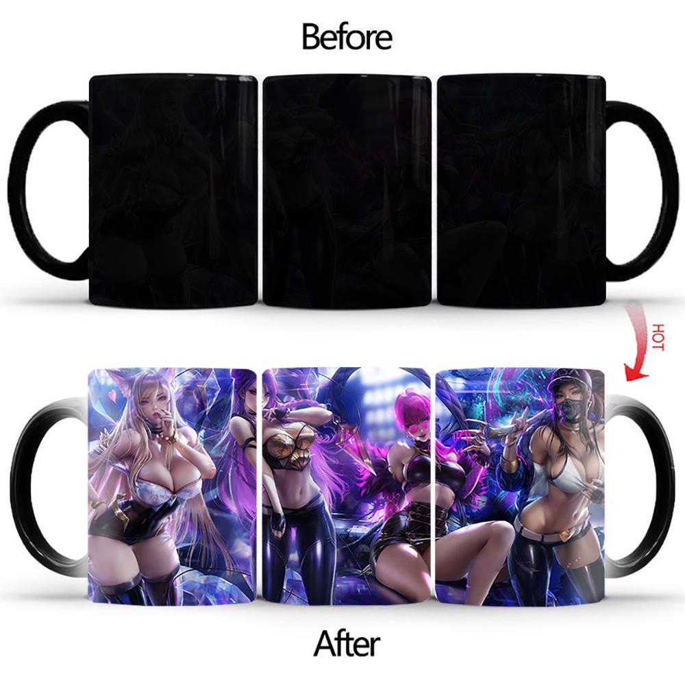 Funny Middle Finger Discoloration mug,Ceramic Discoloration Coffee Tea Milk Mugs Color Changing Cup Novelty Gifts BSKT-108