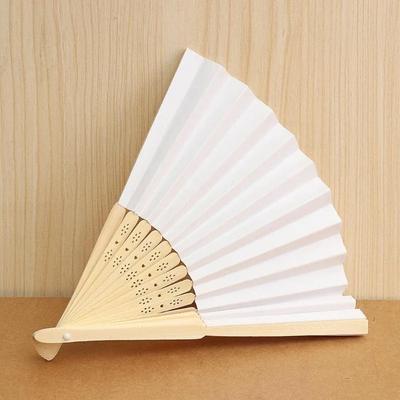 1/3Pcs Hand Held Paper Fans White Silk Bamboo Folding Fans Handheld Folded Fan for Wedding Party DIY Decoration