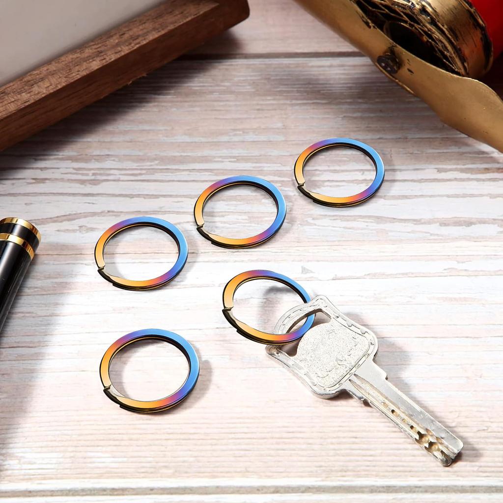 Titanium Alloy Key Titanium Key Holder Keychain Blue 14mm [REYLNXR] [ZHUOYUE] Ring, Ring, Lightweight, Anti-Loss, Anti-Fall (Dusty - - 10pcs)