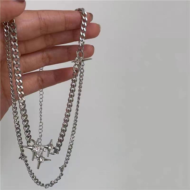 Simple High-Grade Mango Zircon Double-Layer Stacked Necklace, Must-Have Collarbone Chain For Female Tide Sweet And Cool Babes