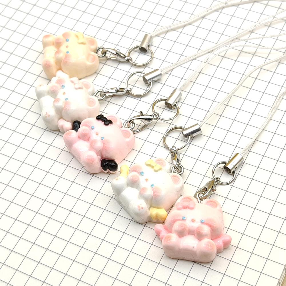 Cute Kawaii Phone Charms Pendant Pink Rabbit Resin Cases For iPhone 16 CCD Camera Airpods Earphones Ins Korea New Original Gift