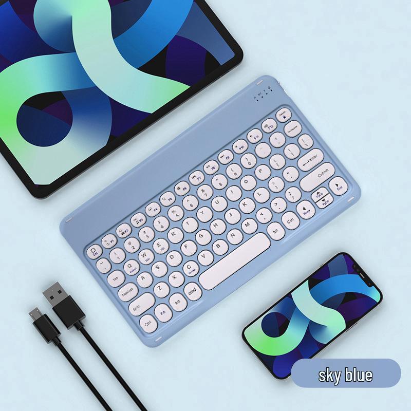 Wireless Bluetooth Keyboard with Round Keycaps for Apple & Huawei Tablets/Phones