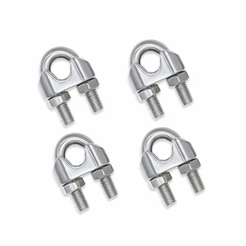 HYWJ Wire Rope Clips, M6 Cable Clamps, Wire Fixing Hardware, Stainless Steel Wire Clamps (Pack of 4)