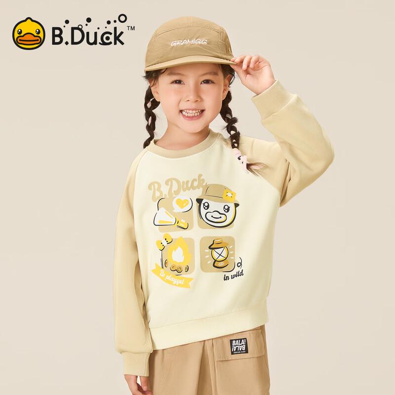 B.Duck Girls' Cartoon Long-Sleeve Crewneck Sweatshirt