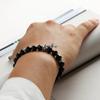 Natural Stone Black Cut Cross Onyx Bead Bracelet C22SVB-1002