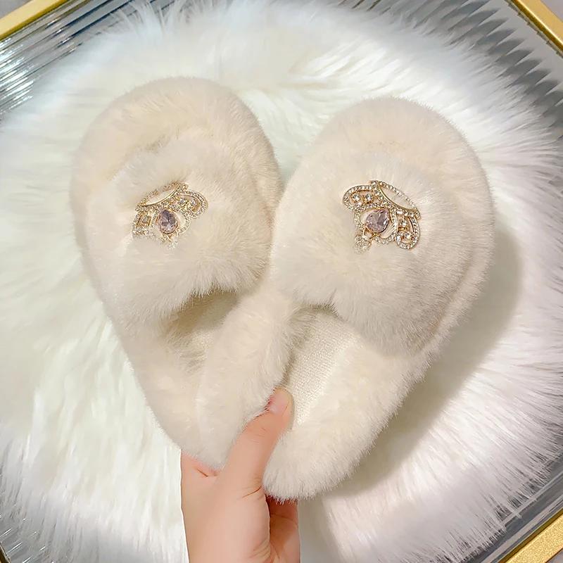 2024 new  children plush slippers home indoor warm thickened non-slip baby cute slippers kids shoes  toddler girl shoes