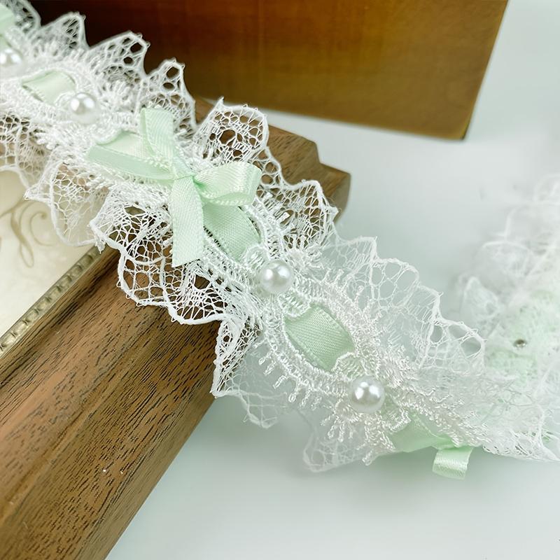 

1 ярд Мереживо з вишивкою у вигляді бантика-метелика Декоративна ткана стрічка Оздоблення краю сукні Перлове мереживо Ручна робота Аксесуари 3,8 см шириною зелений