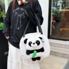 Cute red panda handbag girl heart plush doll shoulder bag large capacity student canvas bag