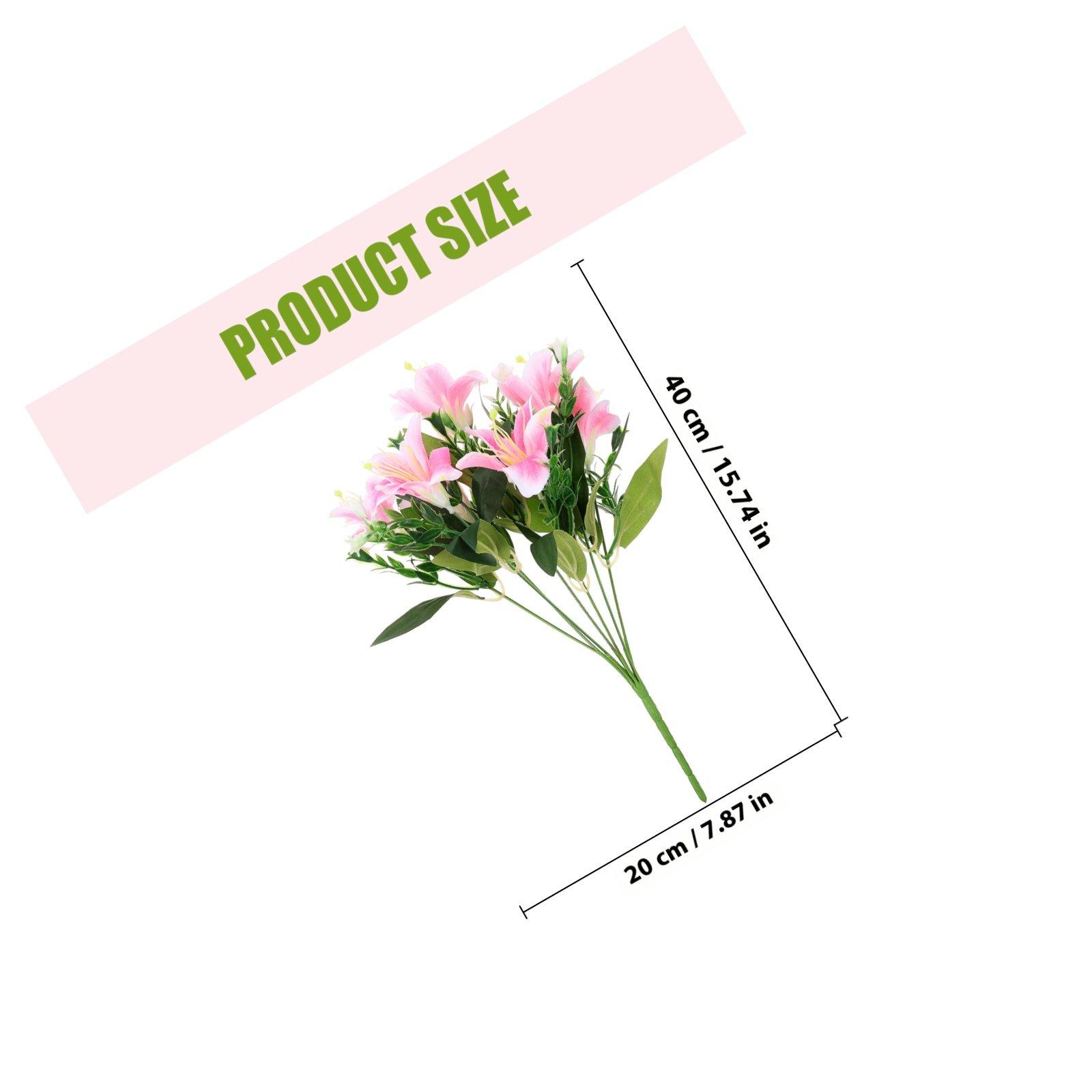 Fake Lily Flower Lifelike Artificial Flower Plastic Decoration Ornamental Lily for Wedding Event Party Stage Realistic Greenery розовый