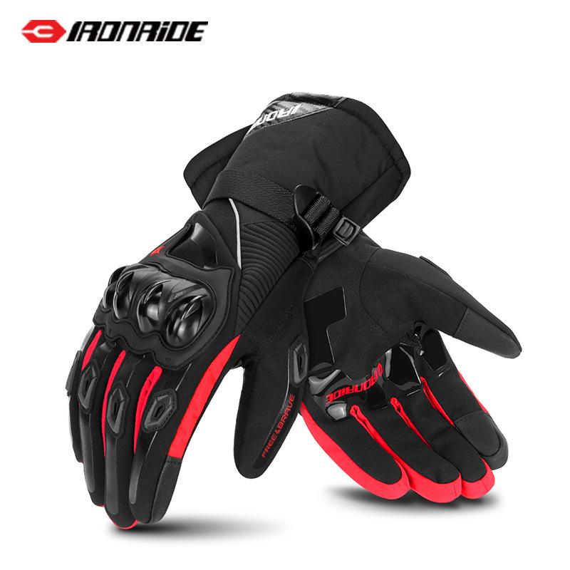 

Motorcycle riding gloves Outdoor rider anti-drop touchscreen hard shell racing warm winter gloves M червоний