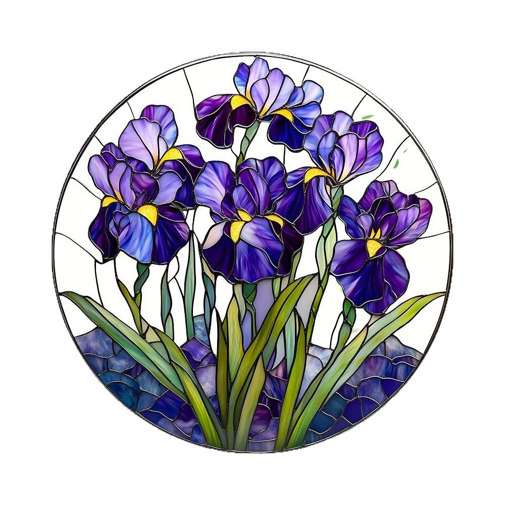 Enchanting Purple Iris Suncatcher - Acrylic Window Hanging for Garden Lovers, Four Seasons Decoration, Novelty Home Decor, Perfect Durable for Bedroom