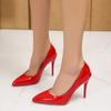 Large size stiletto casual single shoes for women, new patent leather fashion high heels for women in spring and autumn