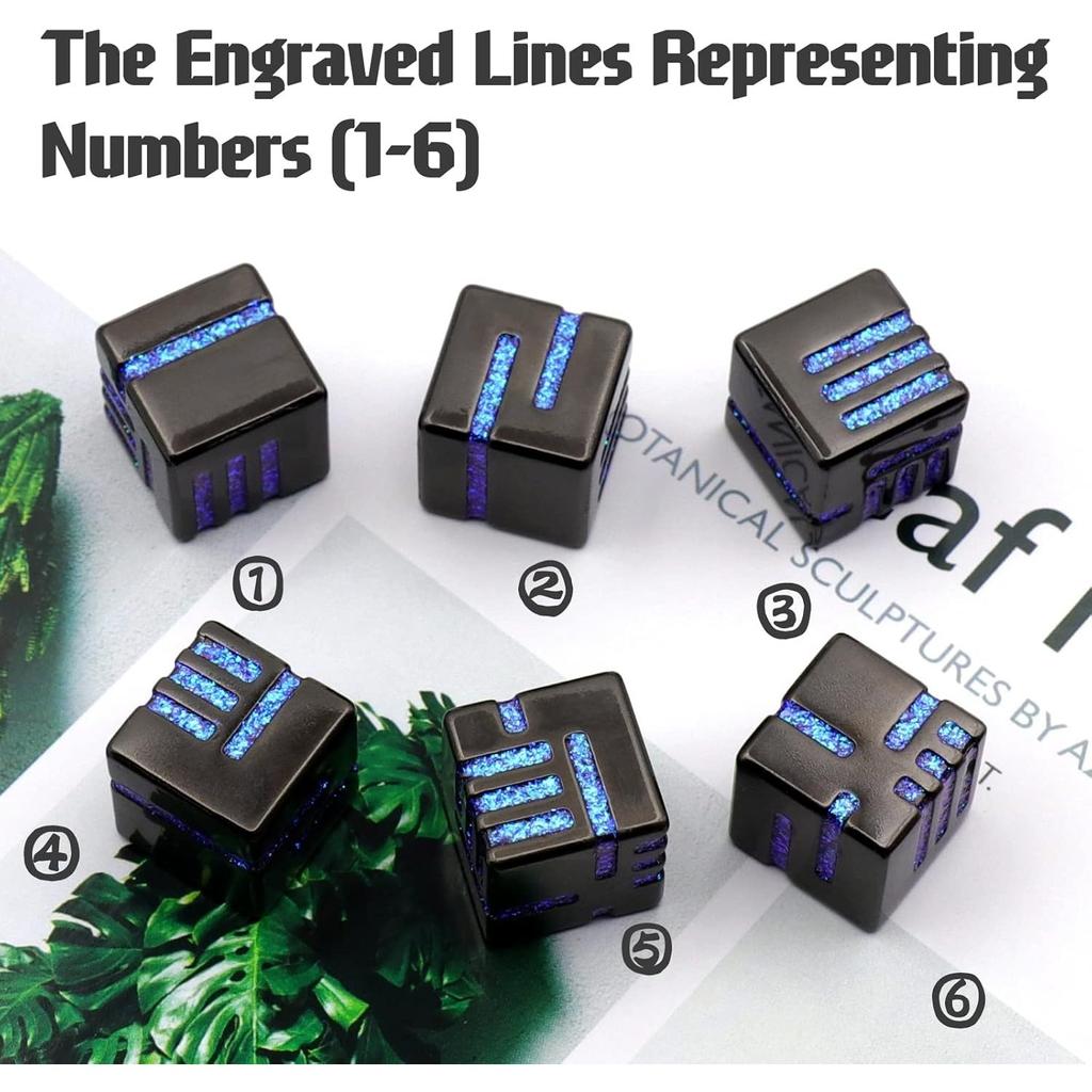 D6 Metal Dice Set, 6 Sided Dice 6 Pieces Solid Metal Game Dice for DND Role Playing Game RPG Pathfinder Shadowrun Warhammer D&D Accessories Gift