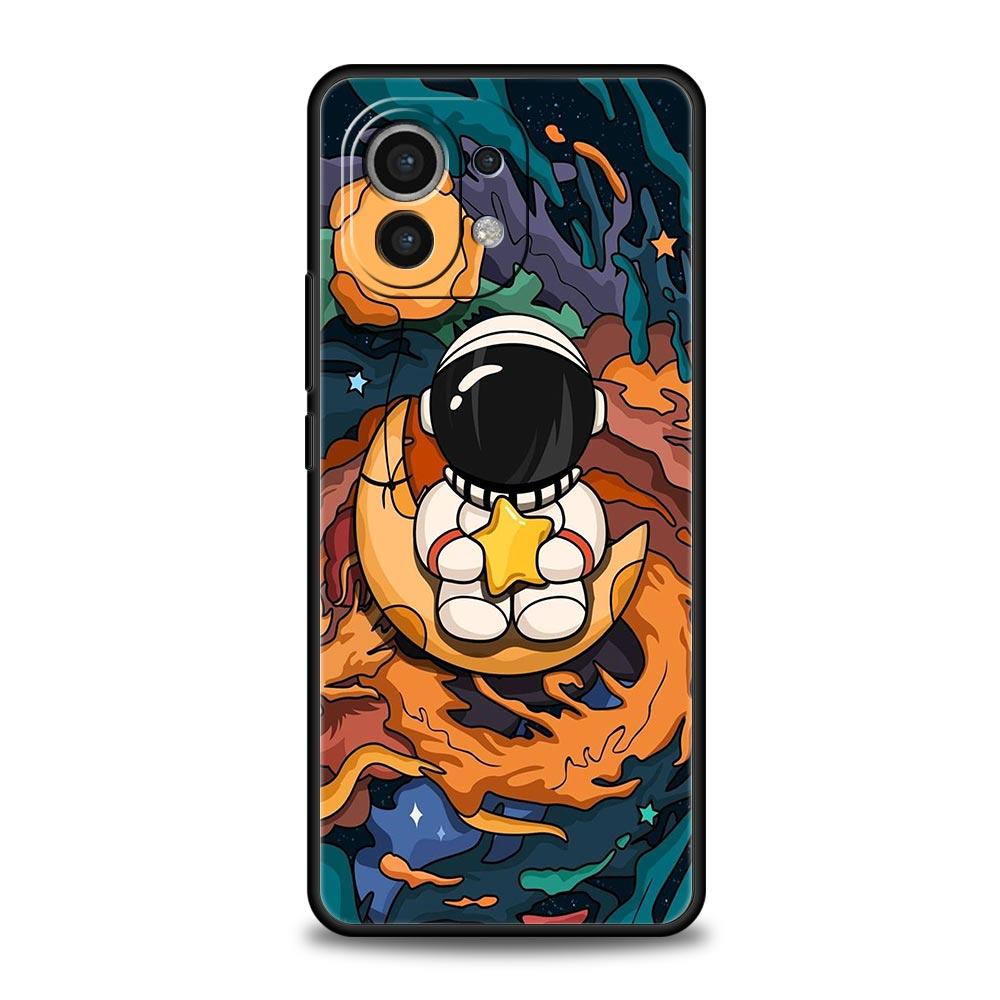 Cartoon Cute Cosmonaut Phone Case Cover for Xiaomi Mi 17 15 14 13 12 11 Ultra 15T 14T 13T 12T 11T Pro Lite 5G Soft TPU Shell Bag