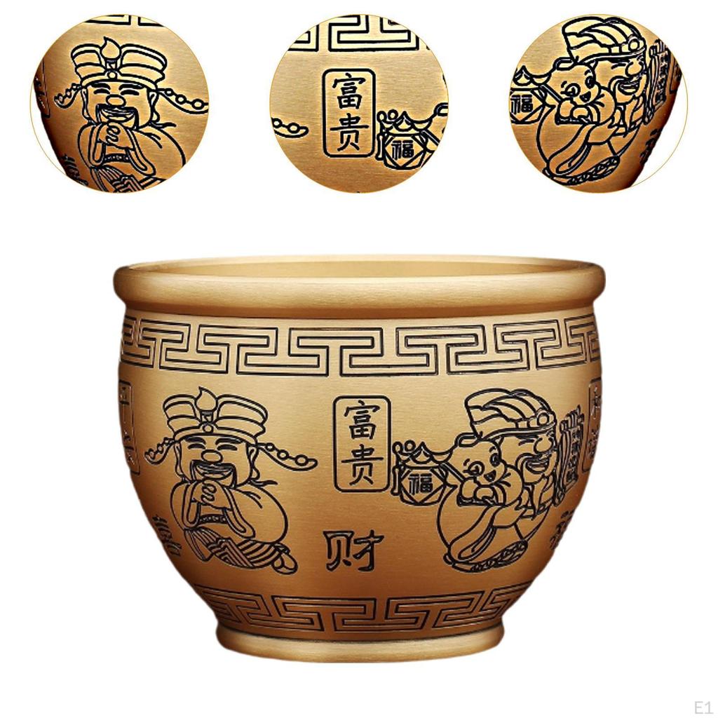 Messing Füllhorn Schale Gott des Reichtums Muster Handwerk Feng Shui Dekor Wohlstand Ornament für Innen