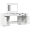 Makeup Table with Mirror Lighting 3 pcs White Wood Based Material