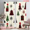 2pcs,2D Plane Printing Print Curtains Buffalo Plaid Christmas Trees Snowflakes_b Durable 100% Polyester Fabric (without Rod) All