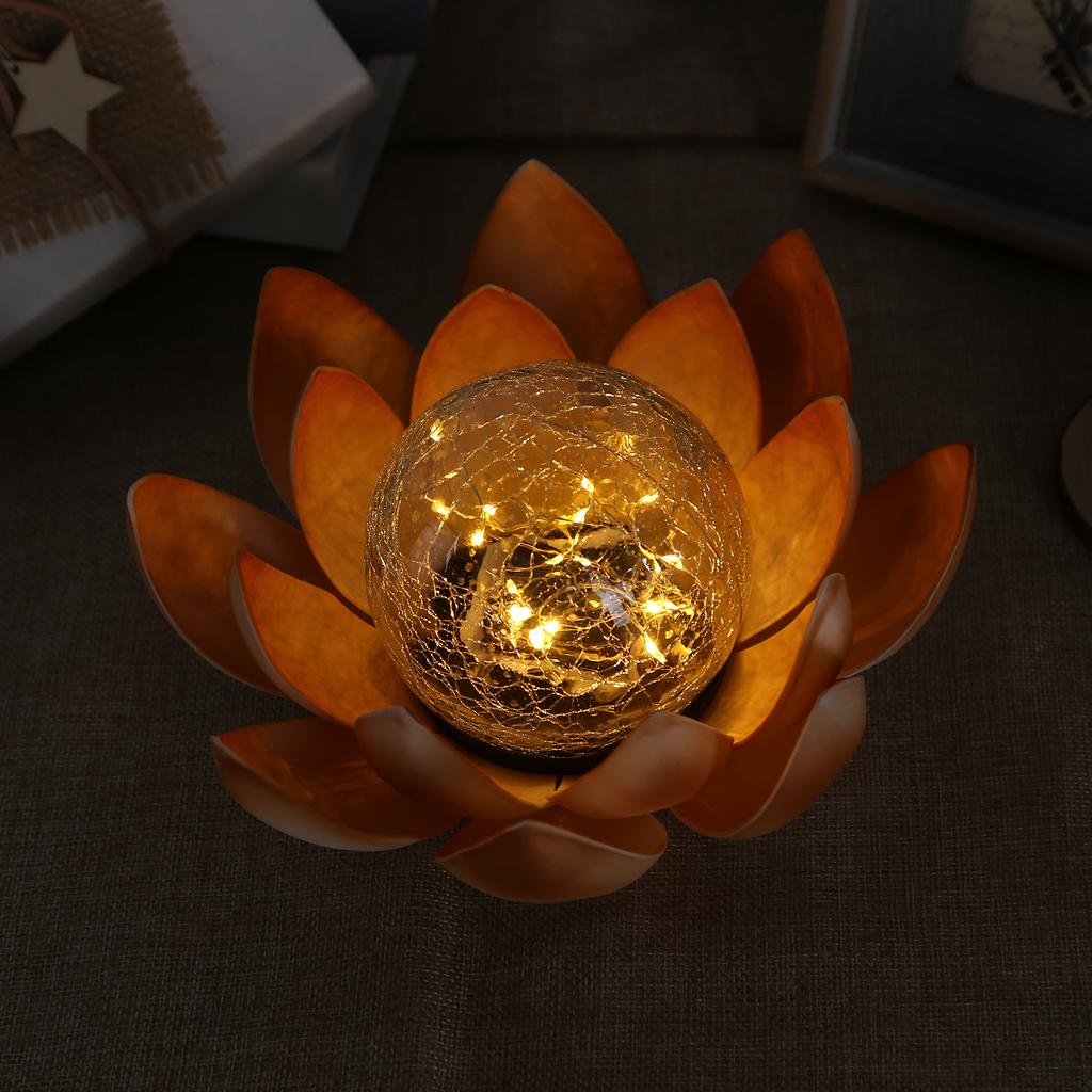 LED Solar Lotus Light Crack Glass Balls Flowers Lamp Outdoor Garden Lawn Yard Arts Ornament Garden Decoration
