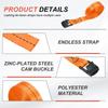 PATIKIL Camback Tie-Down Straps, 1" X 10', 2-Pack, Lashing Securing Straps, 330 Lb Break Strength, Truck Spring Fittings, Orange
