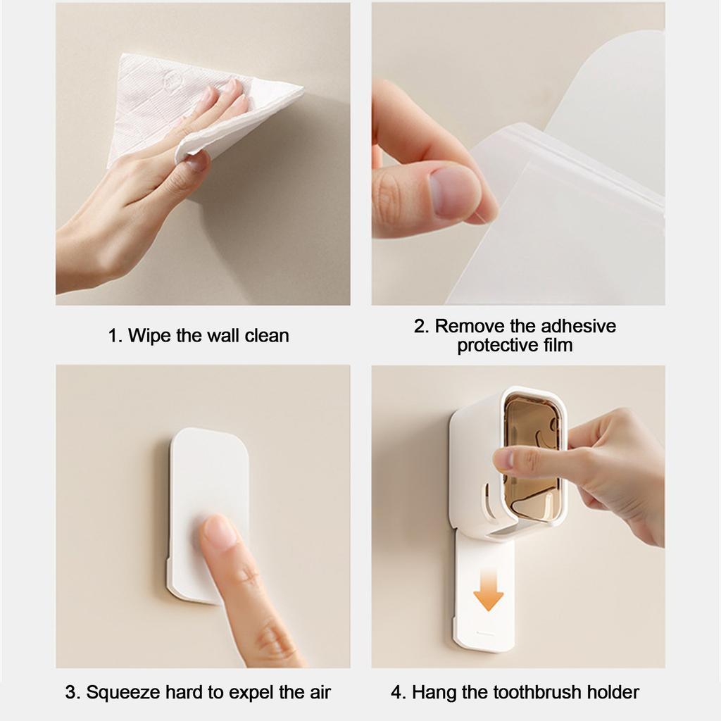 Wall Mounted Storage Rack Dustproof Waterproof Toothbrush Storage Rack Non Perforated Wall Storage Rack Home Storage Supplies
