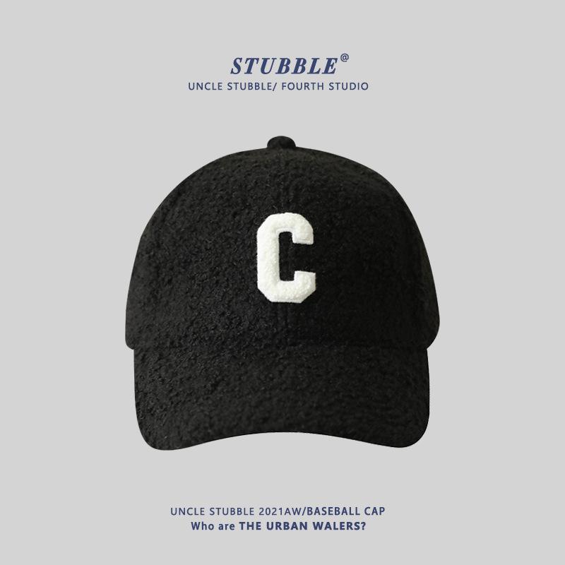 Autumn and Winter New Hard Top Sherpa Baseball Cap Girls Thickened Warm Hat Cute Face Little Duck Cap