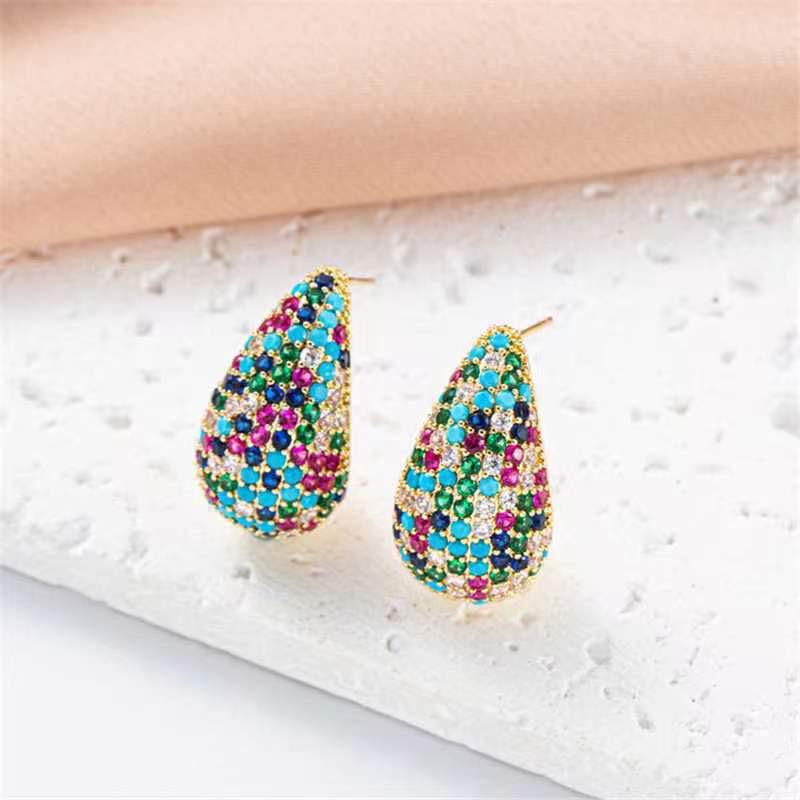 

Teardrop Copper Zircon Ring - Fashionable Open Design, Shiny Celebrity Style