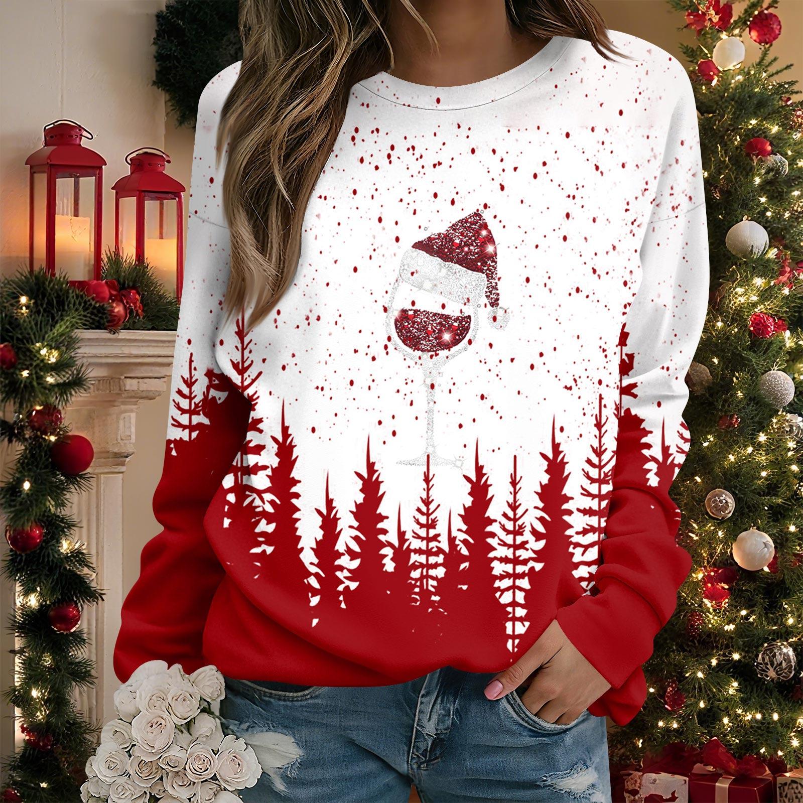 

Женские топы Женский свитшот с длинным рукавом Повседневный с круглым вырезом Свободного кроя Пуловер Флисовые топы S винный