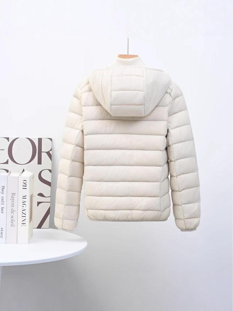 Women's Korean Style Lightweight Down Jacket - Short, Hooded, Plus Size, Middle-Aged, Casual White Duck Down Coat for Autumn and Winter
