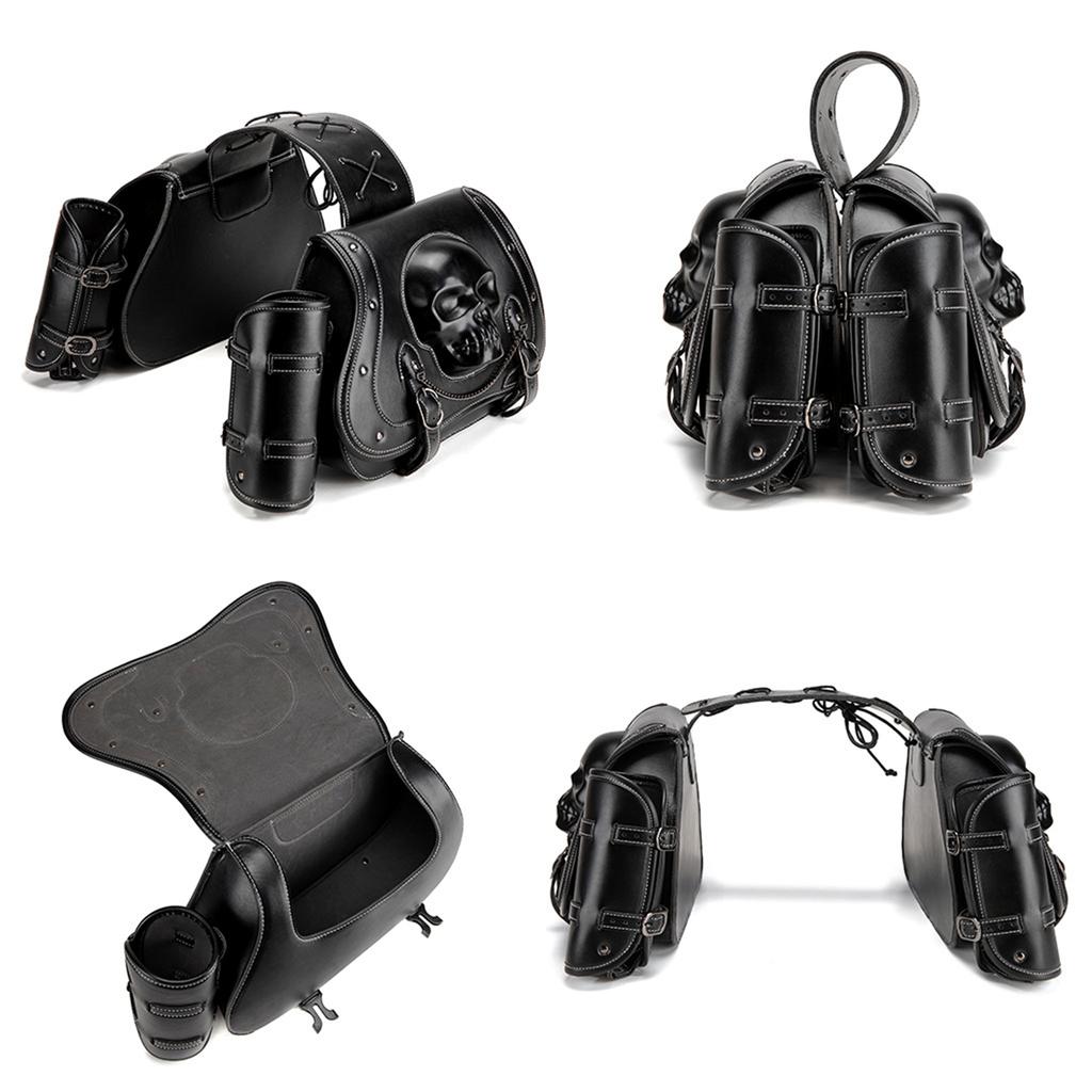 Punk Style Motorcycle Saddlebags Waterproof PU Leather Side Bags Easy Install Saddlebags Motorcycle Accessory for Bike