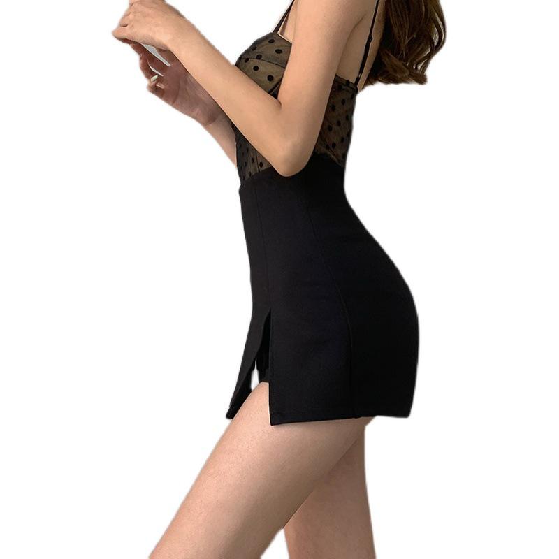 Women's High-Waist Slimming A-Line Skirt Pants with Slit – Plus Sizes Available