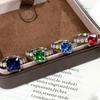 Princess square diamond live adjustable ring small versatile colored treasure ring for girlfriend Qixi Festival gift