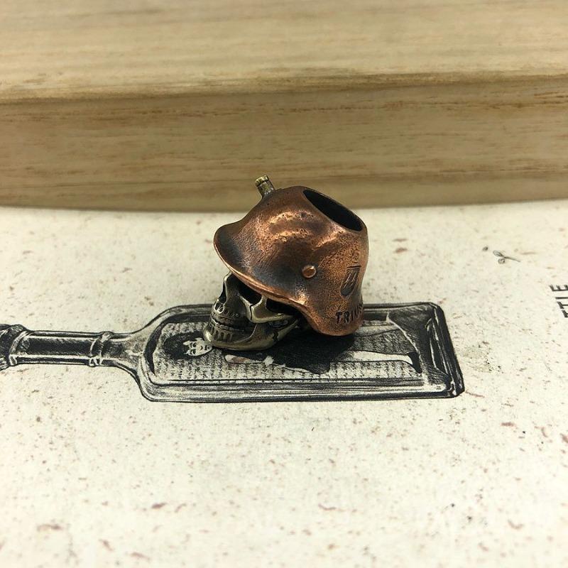 Skull Helmet Soldier Vintage Brass Paracord Knife Beads EDC Outdoor Pocket Tools Paracord Bead Pendant.