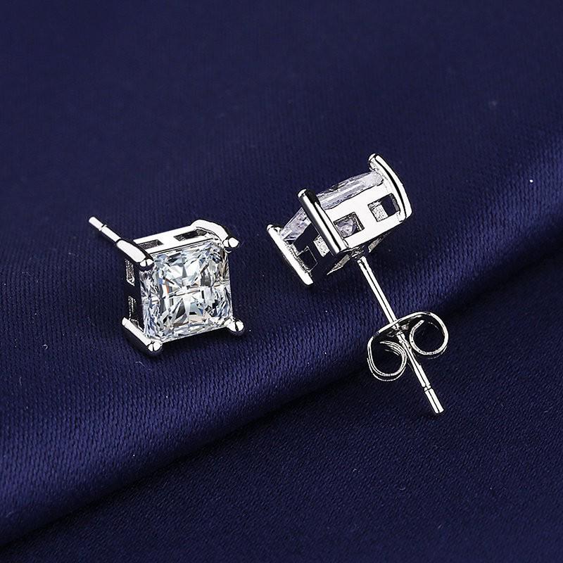 European & American Style Square Copper Zircon Stud Earrings