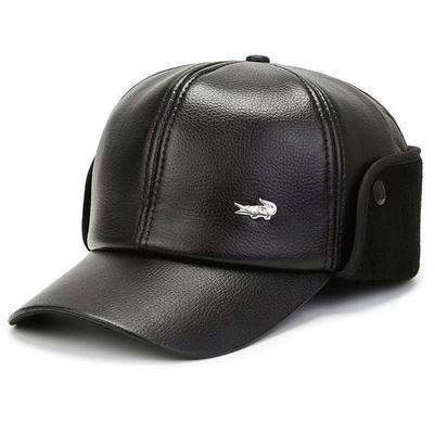 Hat Leather Hat Men's Winter Cap Grandpa Fleece Warm Hat Dad Ear Cap