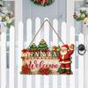 Christmas Door Hanging Wooden Christmas American Welcome Doorplate Wreath Pendant Hanging Decoration Sign Wall Decoration