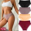 FINETOO 4Pcs Lace Plus Size Underwears Women's Sexy Panties High Quality Striped Briefs Girls Solid Sports Comfortable Lingerie