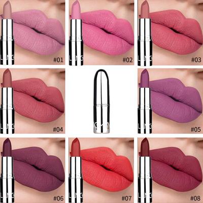 Silberner Tube-Lippenstift aus mattem Samt, wasserdicht und schweißfest, nicht leicht zu klebender Becher, nicht leicht zu verblassender Lippenstift