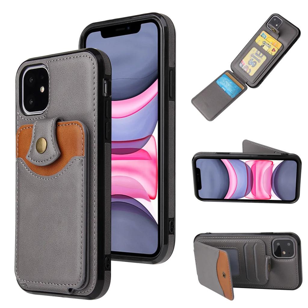 Luxury Leather Cards Case for iPhone 15 14 13 12 Mini 11 Pro X XS Max XR SE 2022 7 8 Plus Wallet Card Holder Phone Cover Bags