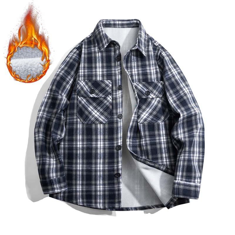 

Мужская осенне-зимняя повседневная утолщенная клетчатая шерстяная куртка-рубашка из овчины 5XL