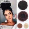MISSQUEEN Accesoriu pentru păr sintetic Afro Puff Curly Chignon cu cleme pentru fete și femei Extensie de păr elastic pentru coc Afro