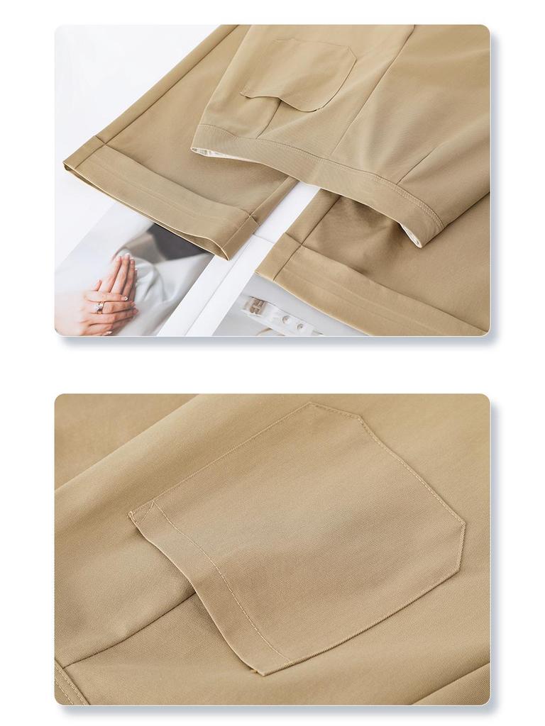 Women's Wide-Leg Navy Blue High-Waist Cropped Pants - Spring/Summer 2025 Casual Collection