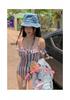 One-piece triangular swimsuit women's striped ins conservative belly cover and thin 1011 new vacation swimsuit