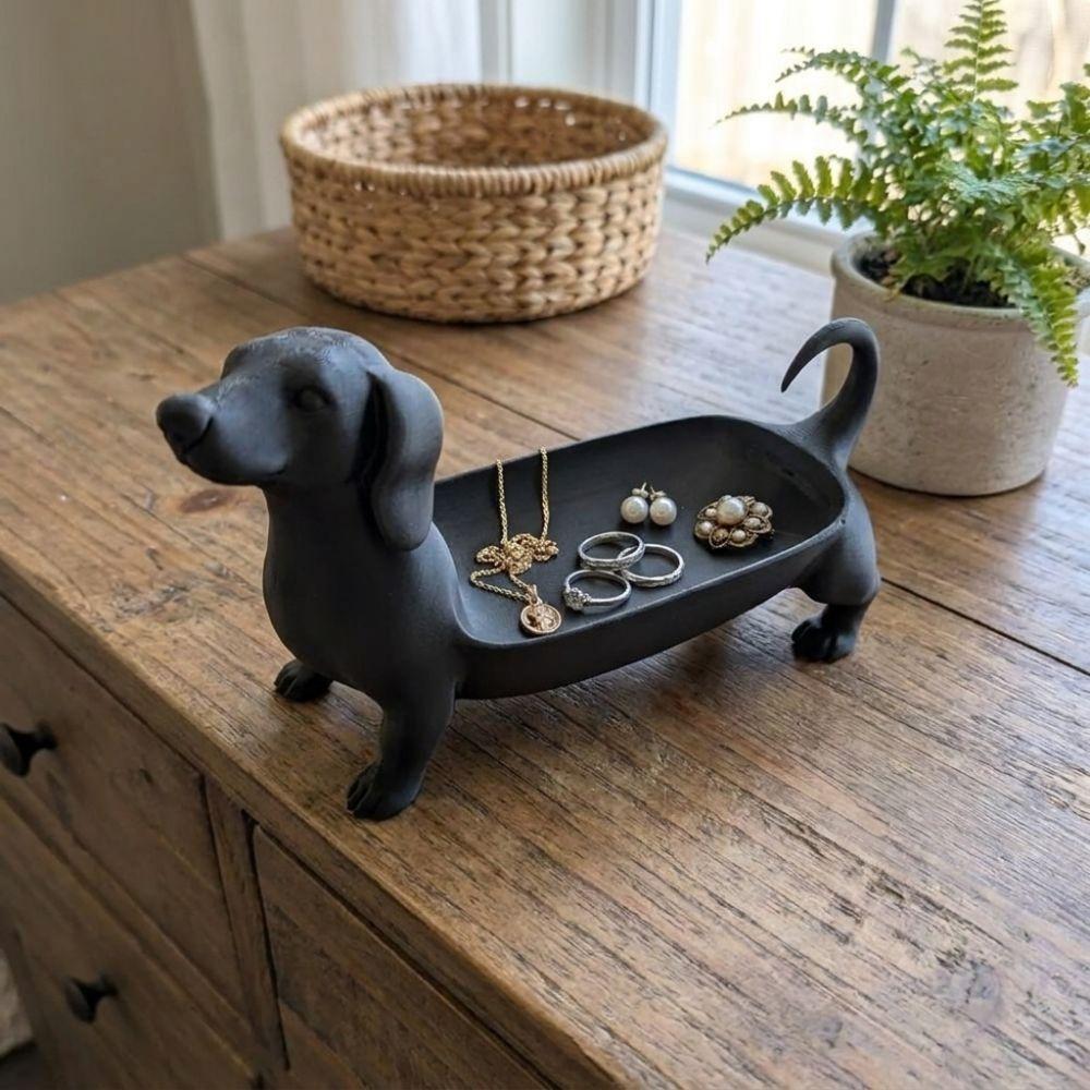 Solid Color Dachshund Storage Tray 3D Printed Sausage Dog Planter Room Aesthetic