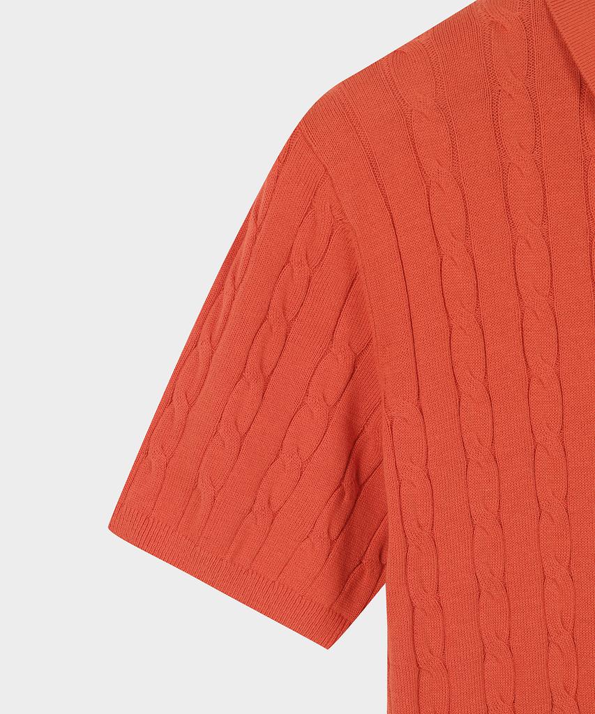 BROOKS BROTHERS Cotton Cable Polo Short Sleeve Sweater (Orange) (Bbwtmb204Affm)