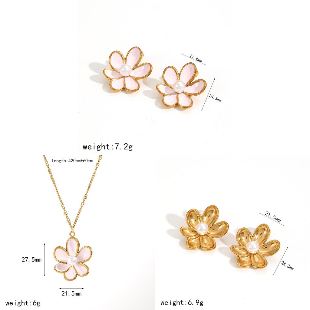 Collection de Bijoux Floraux de Designer Printemps en Acier Inoxydable Pour Dames Usage Quotidien