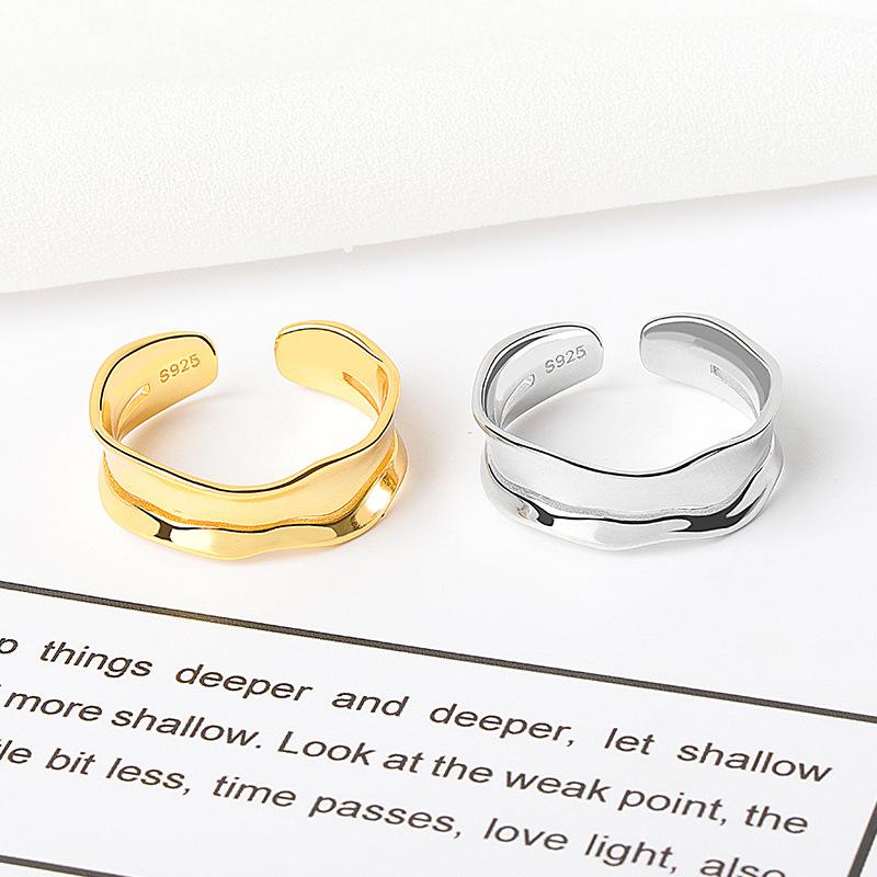 Minimalistyczny Falisty Pierścionek Dla Kobiet Elegancki Niszowy Design Obrączka Prosty Codzienny Dodatek Biżuteryjny