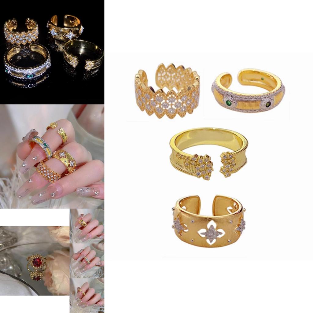 High-end Fashion Copper Ring For Women Featuring Luxurious Gold Plating And Dazzling Diamond Design