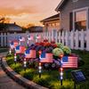 8Pcs Solar Stake Lights Waterproof Outdoor LED Pathway Lights with 8 Modes Red White Blue Solar Powered Garden Stakes Lights for Independence Day 4th
